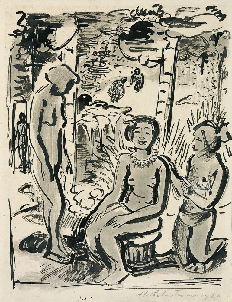 Auf diesem Bild ist das folgende Kunstwerk zu sehen: Max Pechstein. „Drei Akte (Palau)“. 1930.