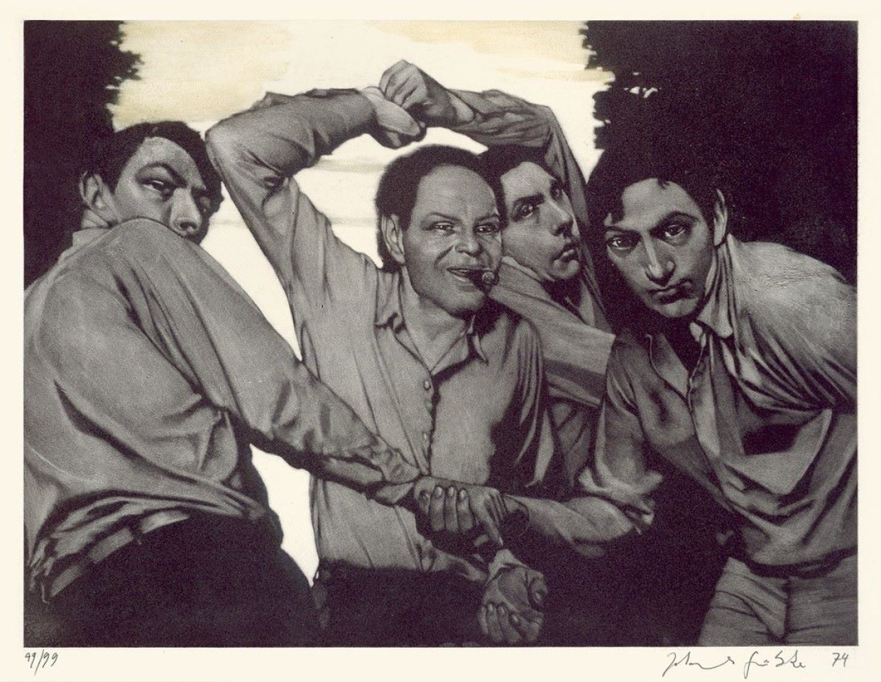 Auf diesem Bild ist das folgende Kunstwerk zu sehen: Johannes Grützke. „Basler Spiele“. 1969-74.