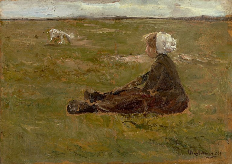 Auf diesem Bild ist das folgende Kunstwerk zu sehen: Max Liebermann. „Ziegenhirtin“. 1887.