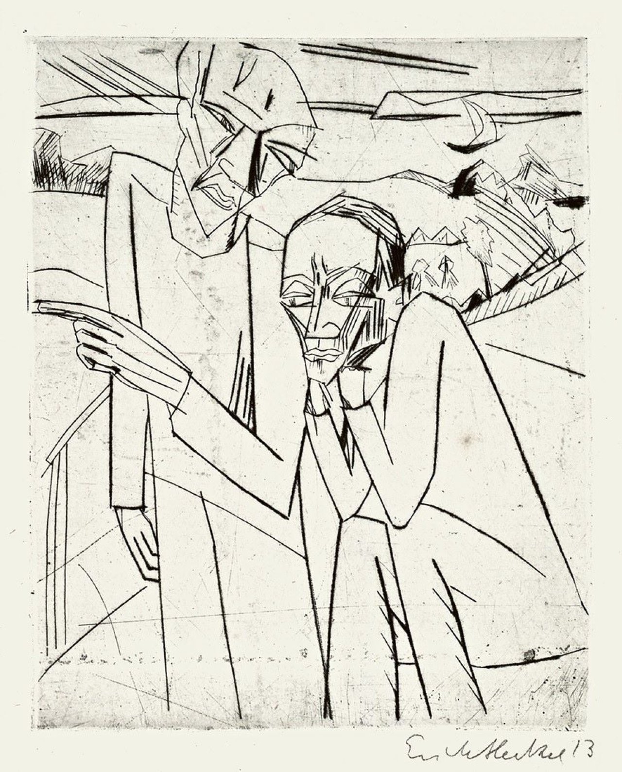 Auf diesem Bild ist das folgende Kunstwerk zu sehen: Erich Heckel. „Der Versucher“. 1913/14.