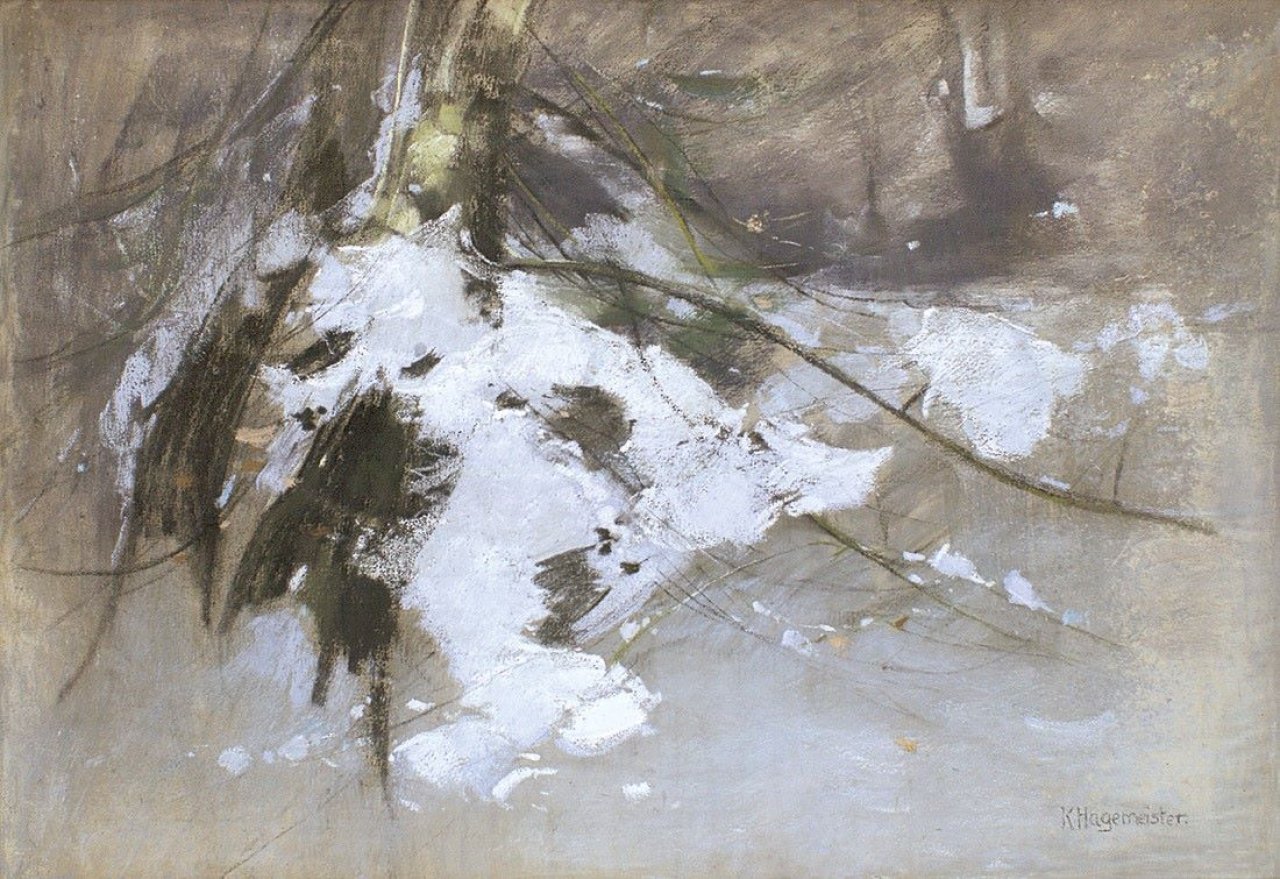 Auf diesem Bild ist das folgende Kunstwerk zu sehen: Karl Hagemeister. „Winterlandschaft an der Havel“. Um 1900.