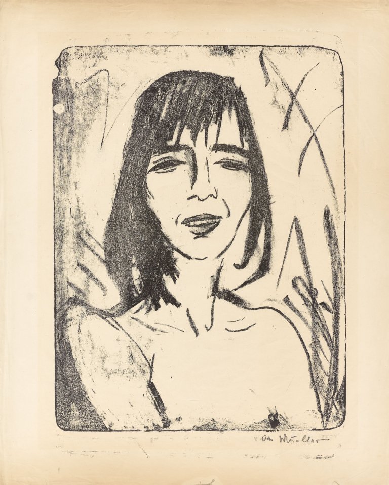 Auf diesem Bild ist das folgende Kunstwerk zu sehen: Otto Mueller. „Brustbild Maschka 2 (Ophelia)“. 1912.