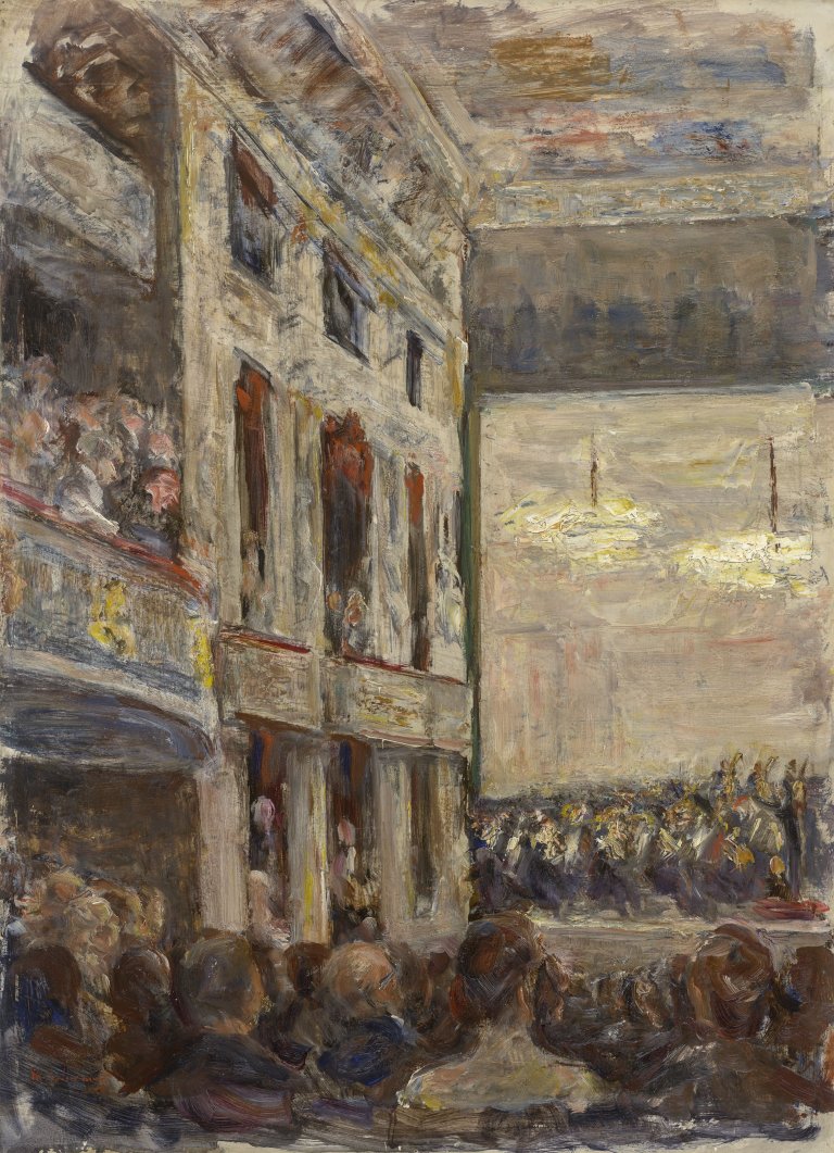Auf diesem Bild ist das folgende Kunstwerk zu sehen: Max Liebermann. „Konzert in der Oper“. 1924.