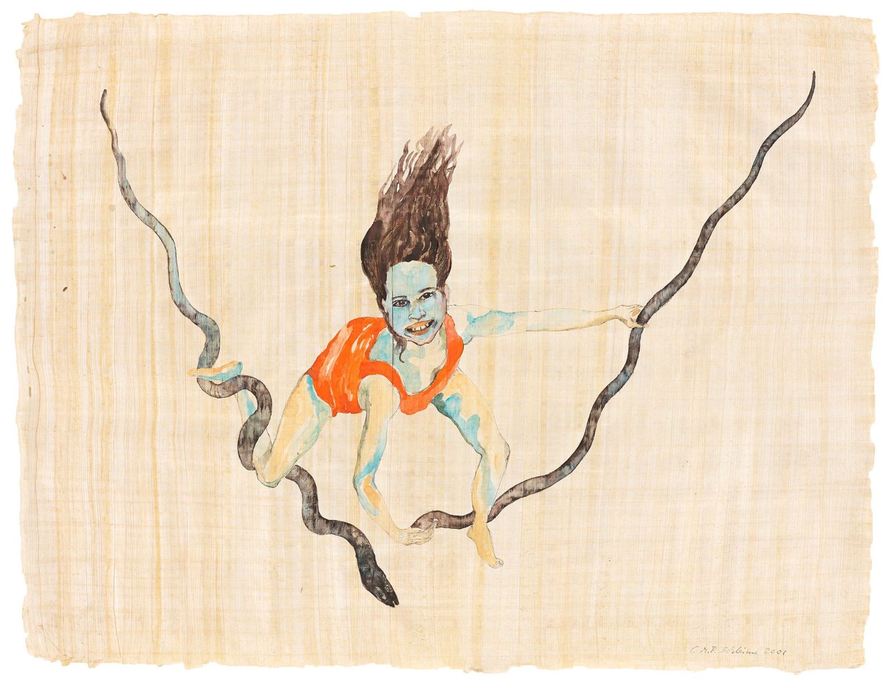 Auf diesem Bild ist das folgende Kunstwerk zu sehen: Cornelia Schleime. Schlangenmädchen. 2001.