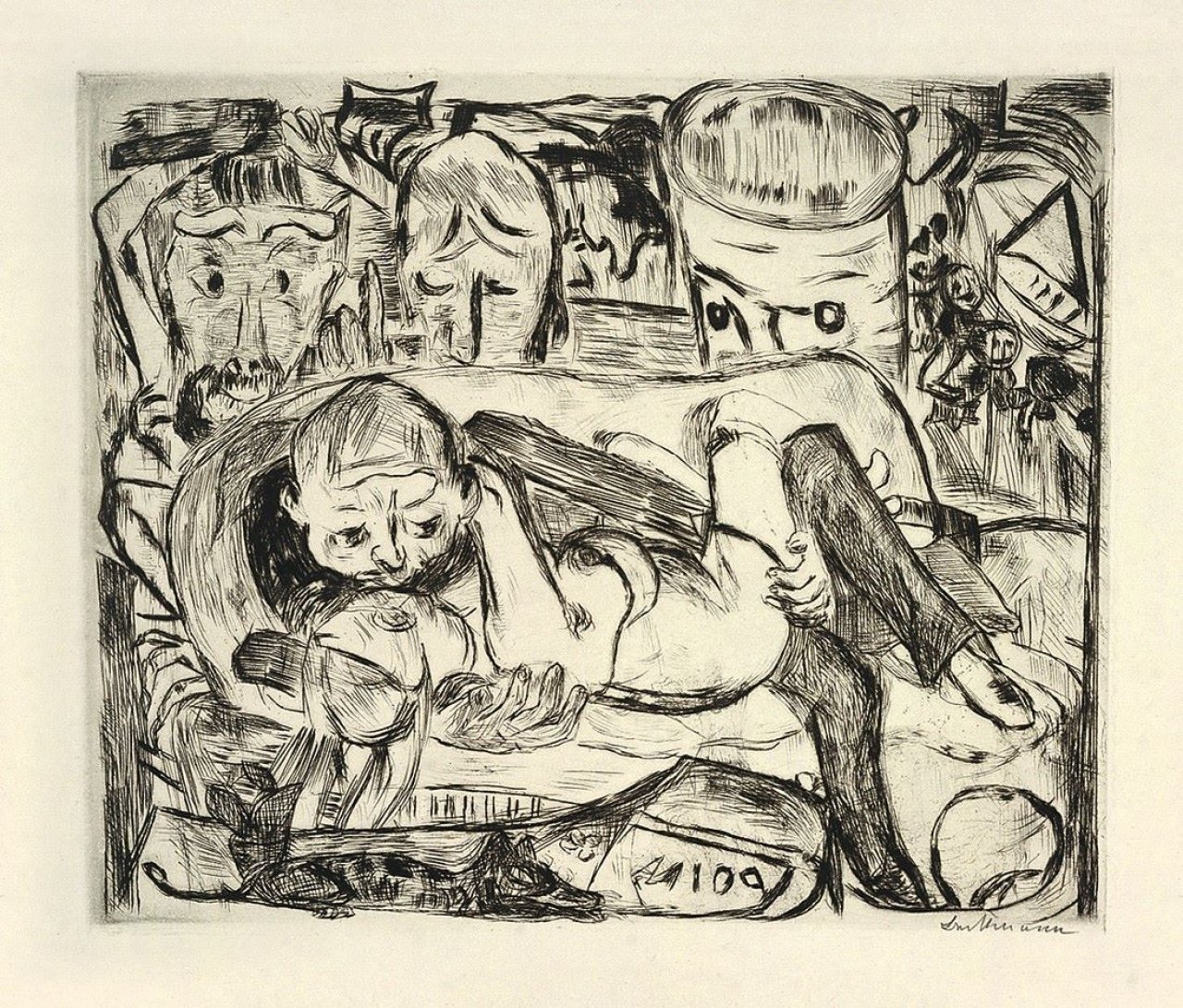 Auf diesem Bild ist das folgende Kunstwerk zu sehen: Max Beckmann. „Liebespaar II“. 1918.