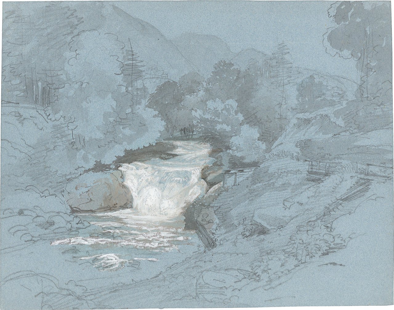 Auf diesem Bild ist das folgende Kunstwerk zu sehen: Ernst Fries. Gebirgsbach. 1821.