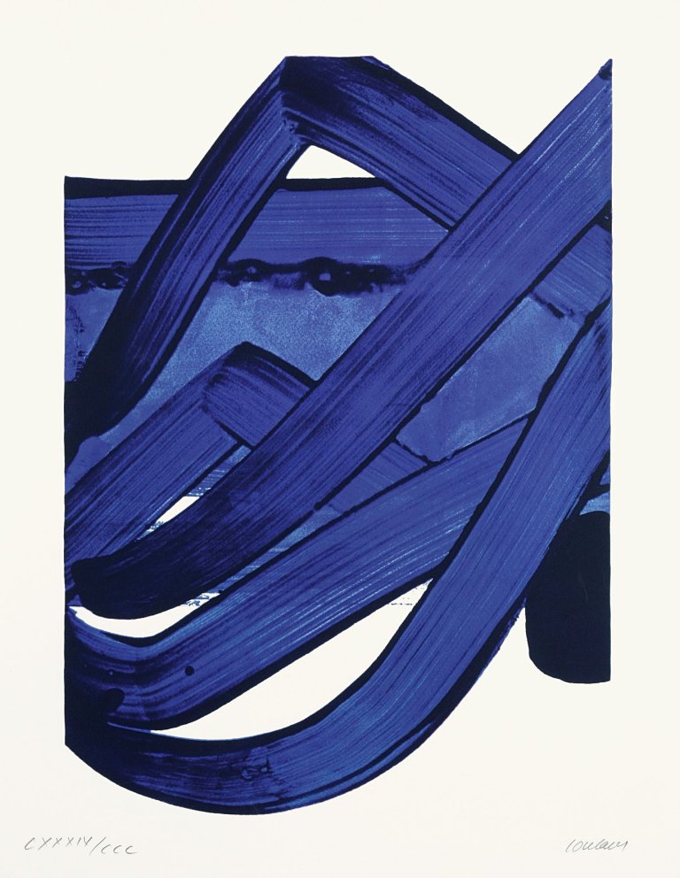 Auf diesem Bild ist das folgende Kunstwerk zu sehen: Pierre Soulages. „Serigraphie No. 18“. 1988.