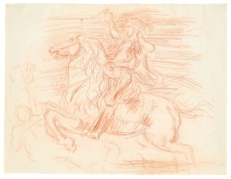 Auf diesem Bild ist das folgende Kunstwerk zu sehen: Hans von Marées. Gewappneter Reiter. Um 1885.