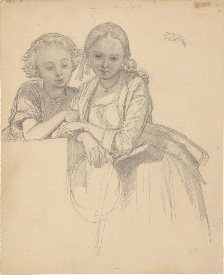 Auf diesem Bild ist das folgende Kunstwerk zu sehen: August Ferdinand Hopfgarten. Zwei Mädchen.