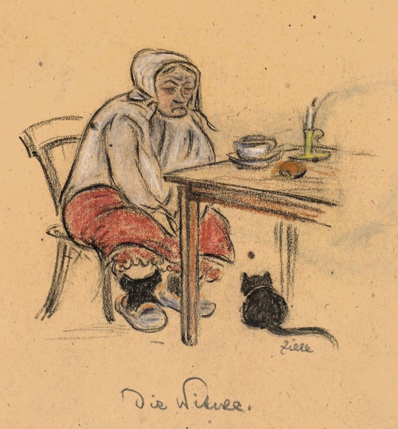 Auf diesem Bild ist das folgende Kunstwerk zu sehen: Heinrich Zille. „Die Witwe“.