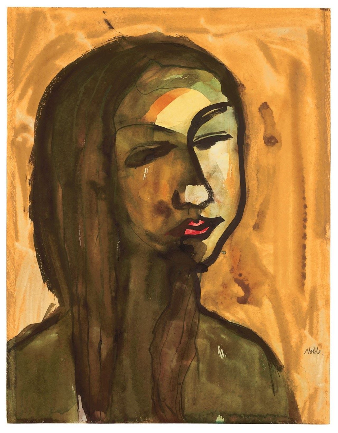 This picture shows the following artwork: Emil Nolde. Mädchenkopf. Circa 1916/18.