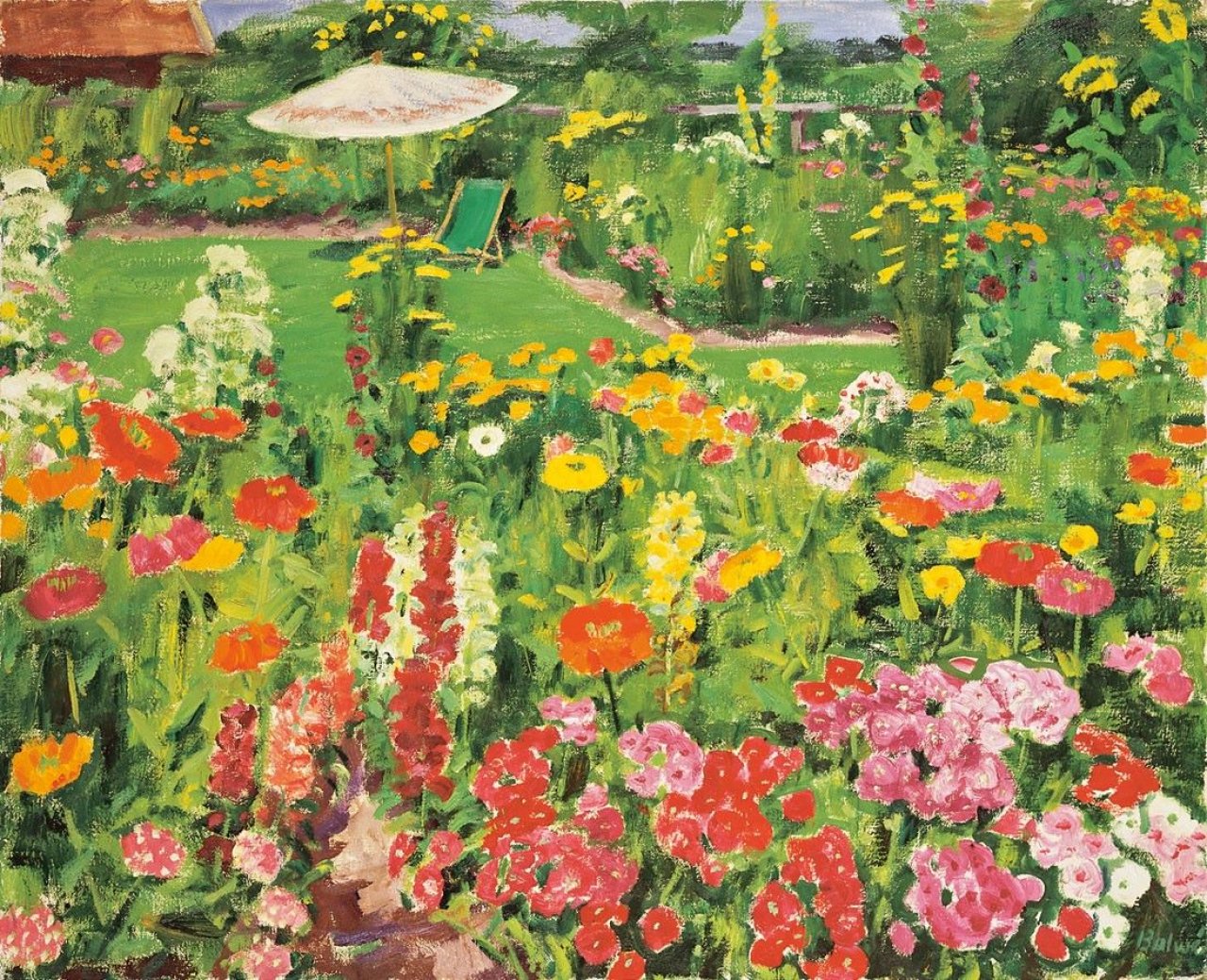 Auf diesem Bild ist das folgende Kunstwerk zu sehen: Arnold Balwé. „Sommerlicher Garten“. Um 1965/70.