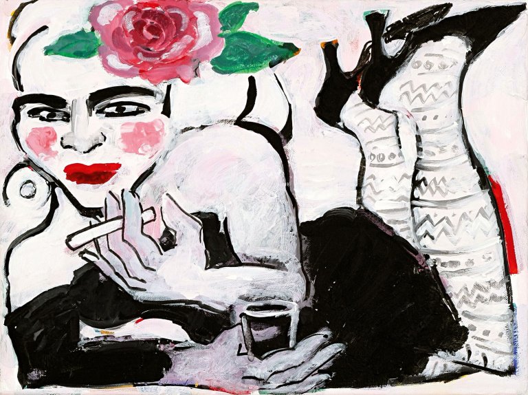 Auf diesem Bild ist das folgende Kunstwerk zu sehen: Elvira Bach. „Rauchende Teerose“. 2003.