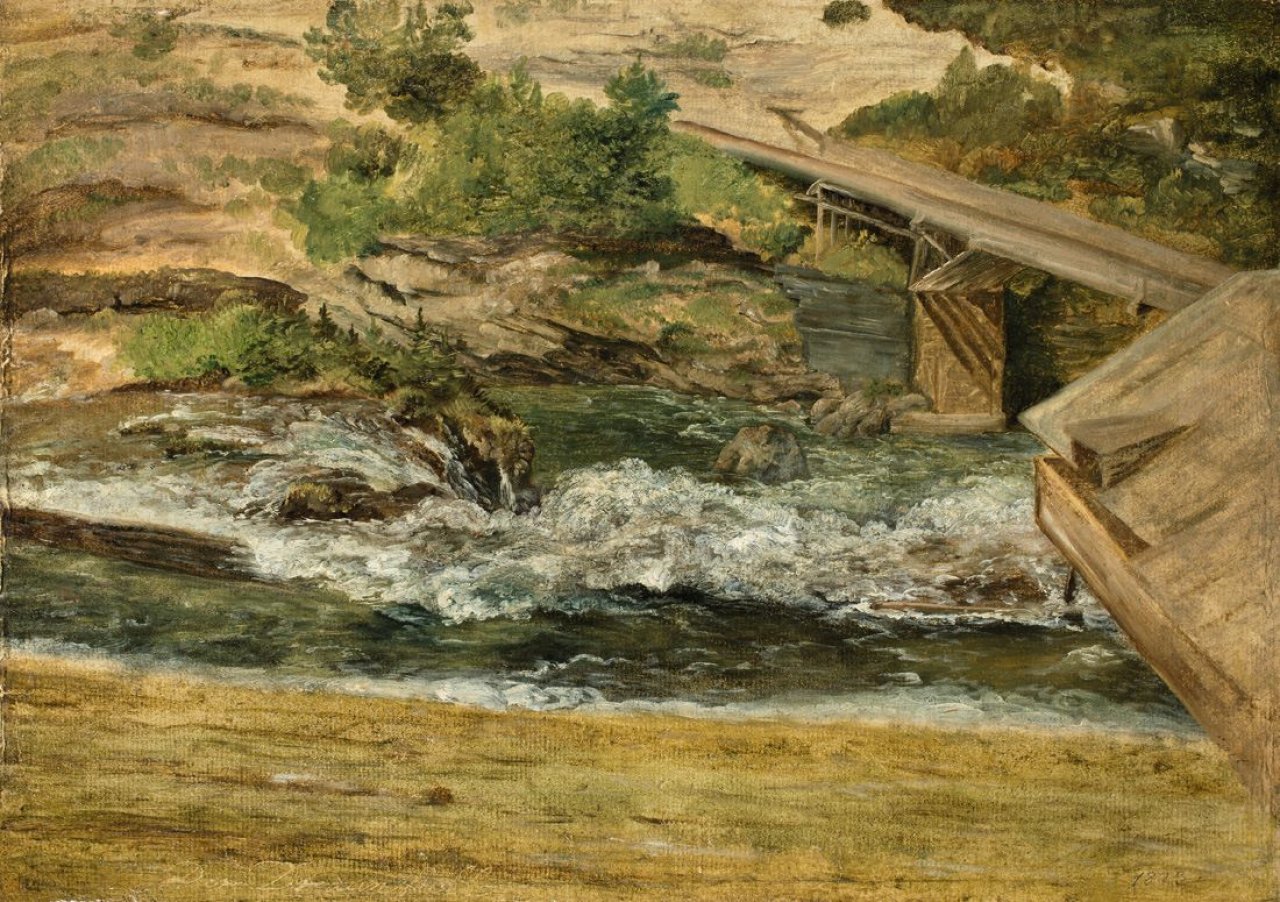 Auf diesem Bild ist das folgende Kunstwerk zu sehen: Friedrich Loos. „Der Draunfall“. 1823.