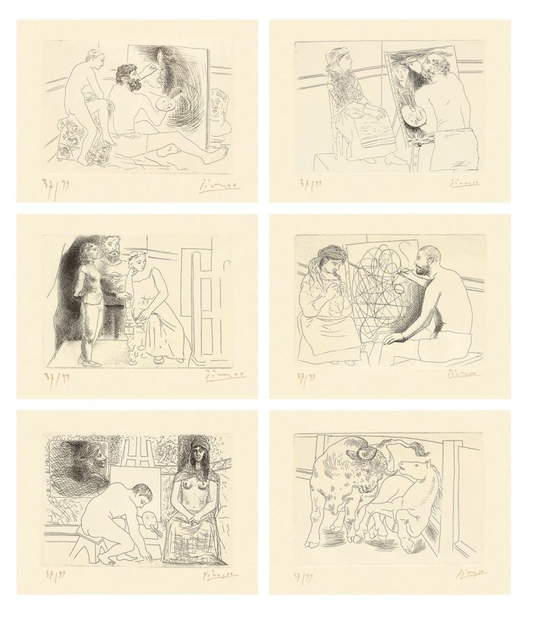 Auf diesem Bild ist das folgende Kunstwerk zu sehen: Pablo Picasso. „Honoré de Balzac: Le Chef-d'Œuvre Inconnu“. 1927-1931.