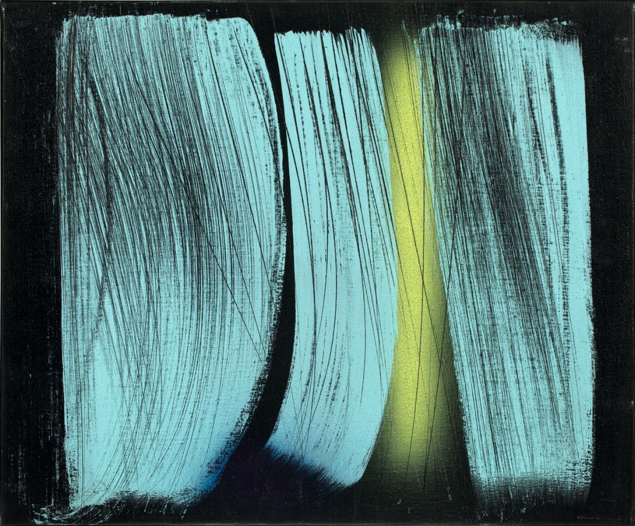 Auf diesem Bild ist das folgende Kunstwerk zu sehen: Hans Hartung. „T1969-H5“. 1969.