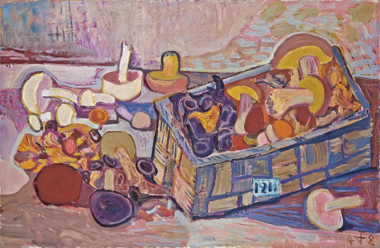 Auf diesem Bild ist das folgende Kunstwerk zu sehen: Otto Dix. „Korb mit Pilzen“. 1948.