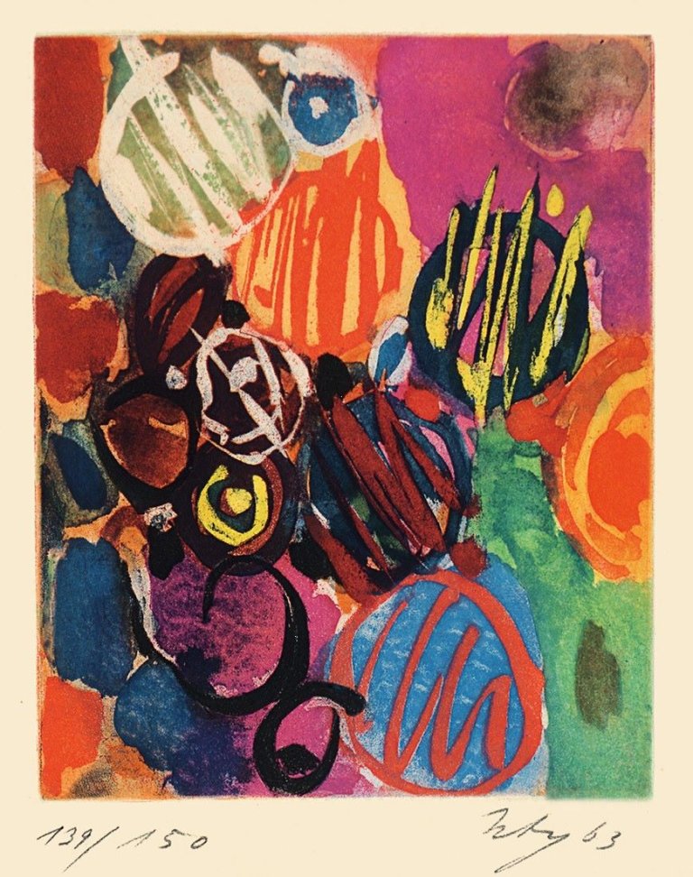 This picture shows the following artwork: Ernst Wilhelm Nay. „Farbaquatinta 1963-1 (NOR)“. 1963.