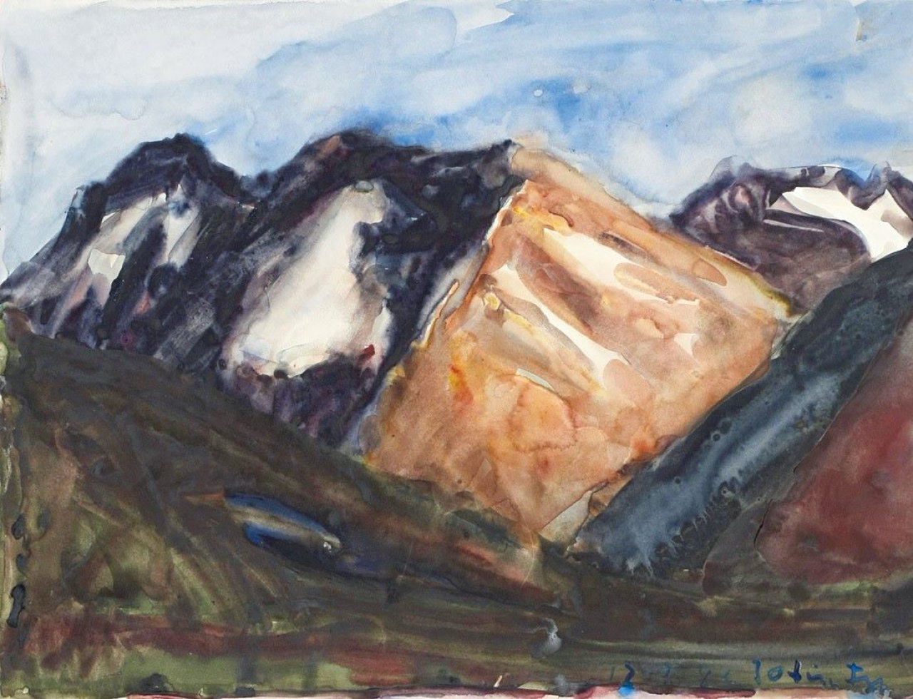 Auf diesem Bild ist das folgende Kunstwerk zu sehen: Klaus Fußmann. Gebirgslandschaft. 1982.