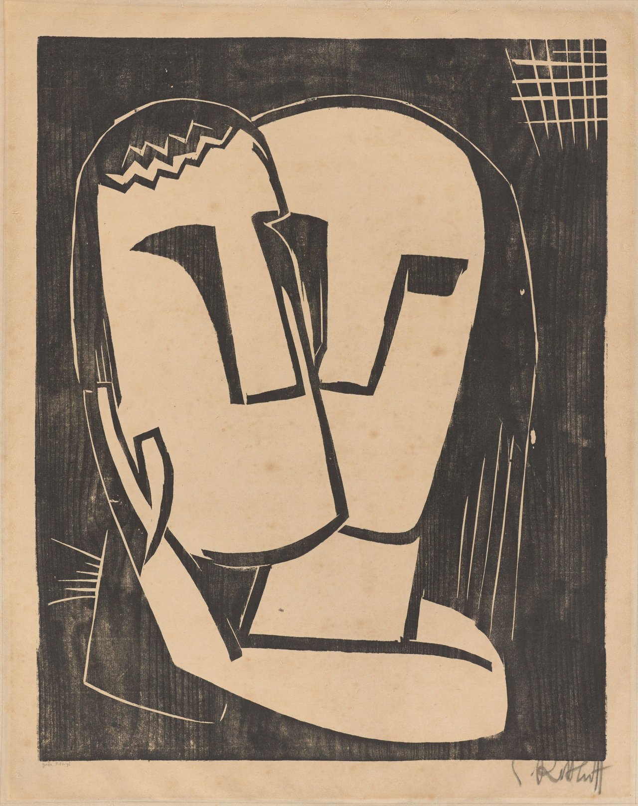 Auf diesem Bild ist das folgende Kunstwerk zu sehen: Karl Schmidt-Rottluff. „Liebespaar“. 1920.