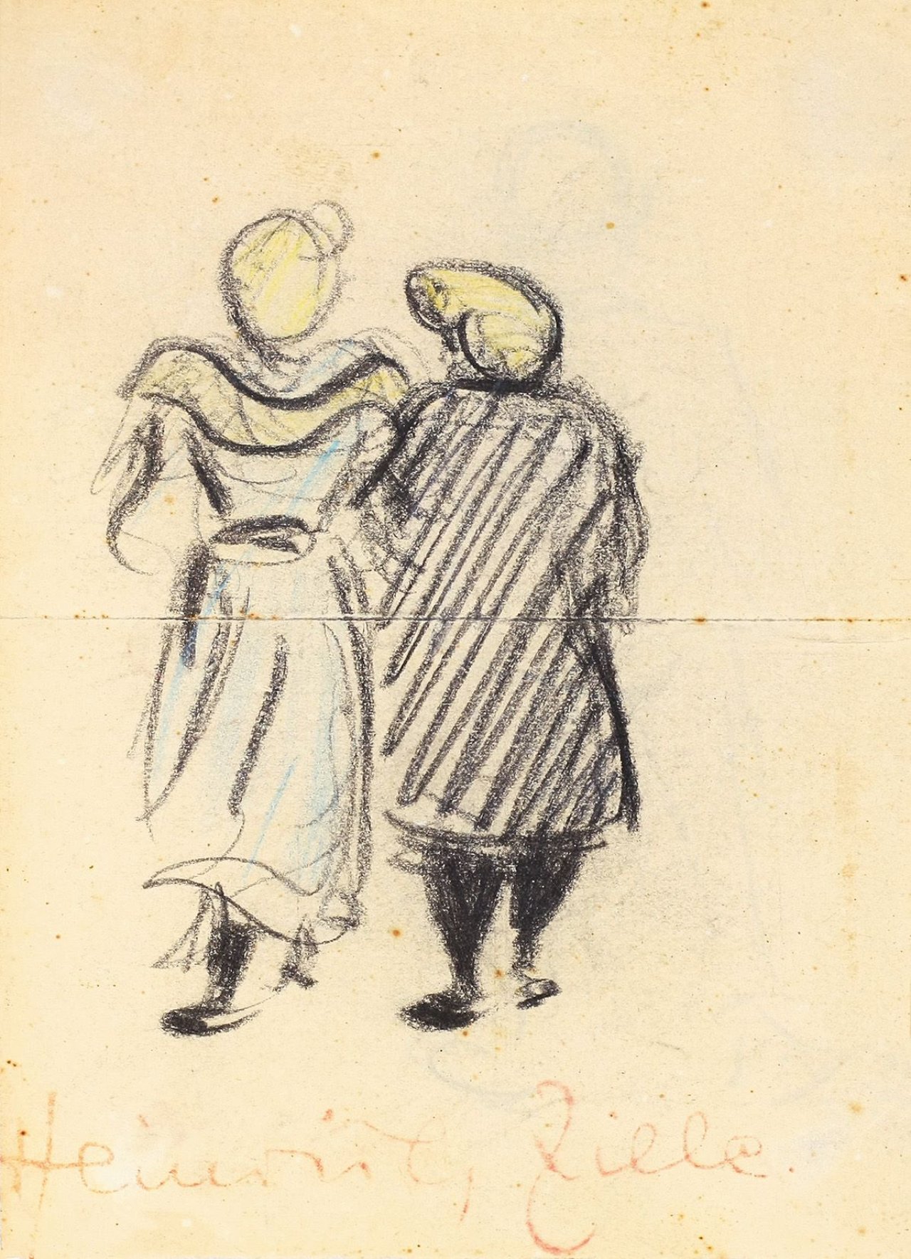 Auf diesem Bild ist das folgende Kunstwerk zu sehen: Heinrich Zille. Gehendes Paar.
