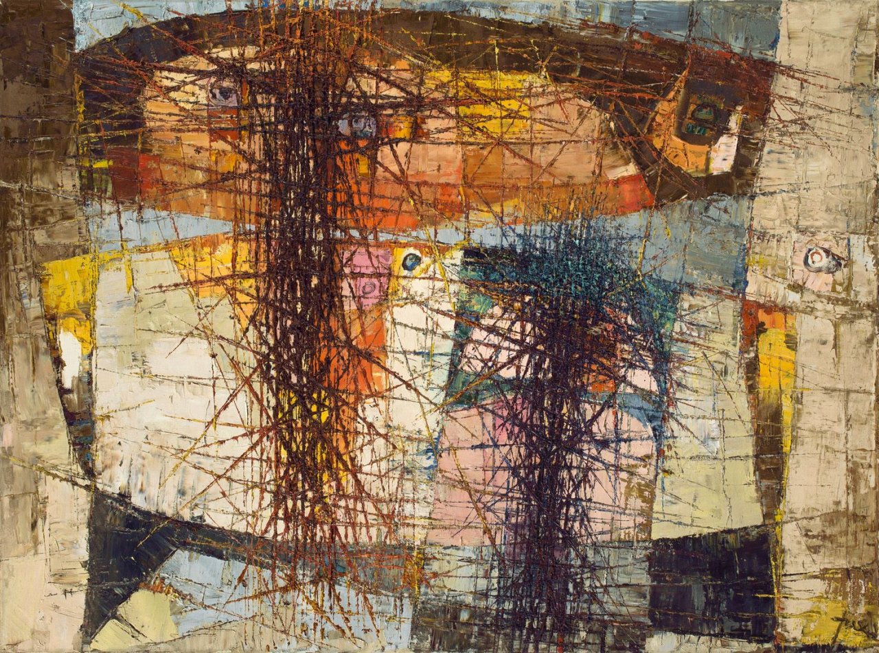 Auf diesem Bild ist das folgende Kunstwerk zu sehen: Hans Jaenisch. Mutter und Kind. 1958.