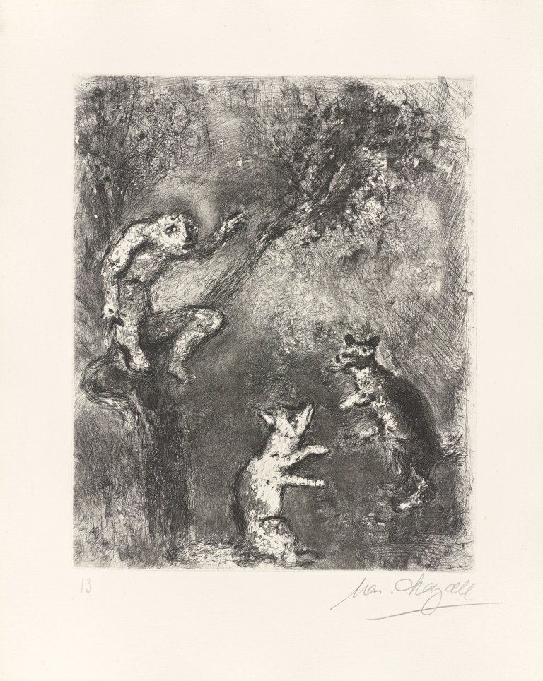 Auf diesem Bild ist das folgende Kunstwerk zu sehen: Marc Chagall. Aus: „Jean de La Fontaine: Fables“. 1927/1952.