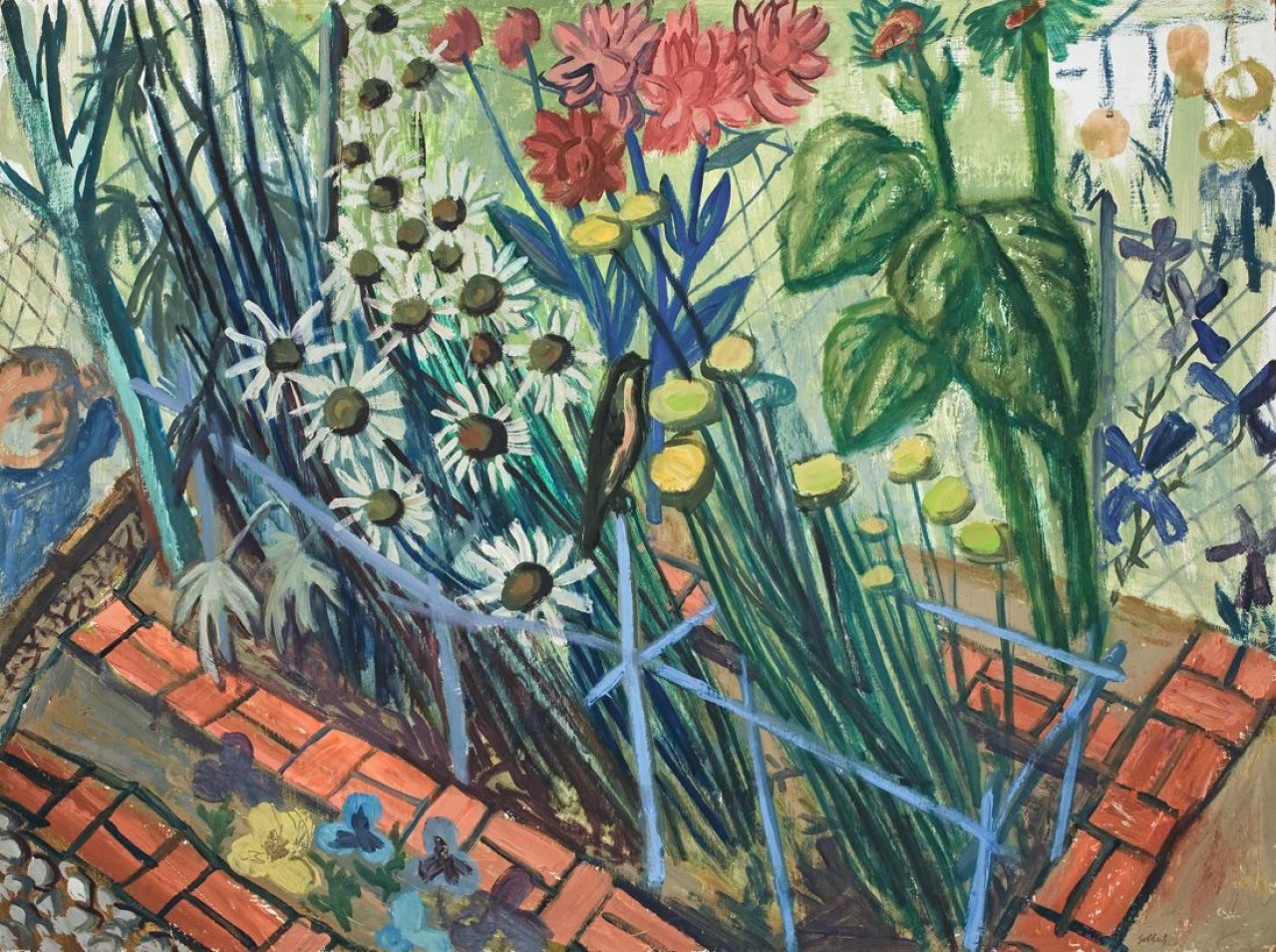 Auf diesem Bild ist das folgende Kunstwerk zu sehen: Karl Hubbuch. Blumen im Garten. 1950er Jahre.