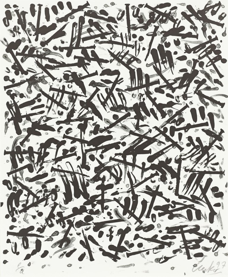 Auf diesem Bild ist das folgende Kunstwerk zu sehen: Günther Uecker. „Archäologie des Reisens“. 1997.