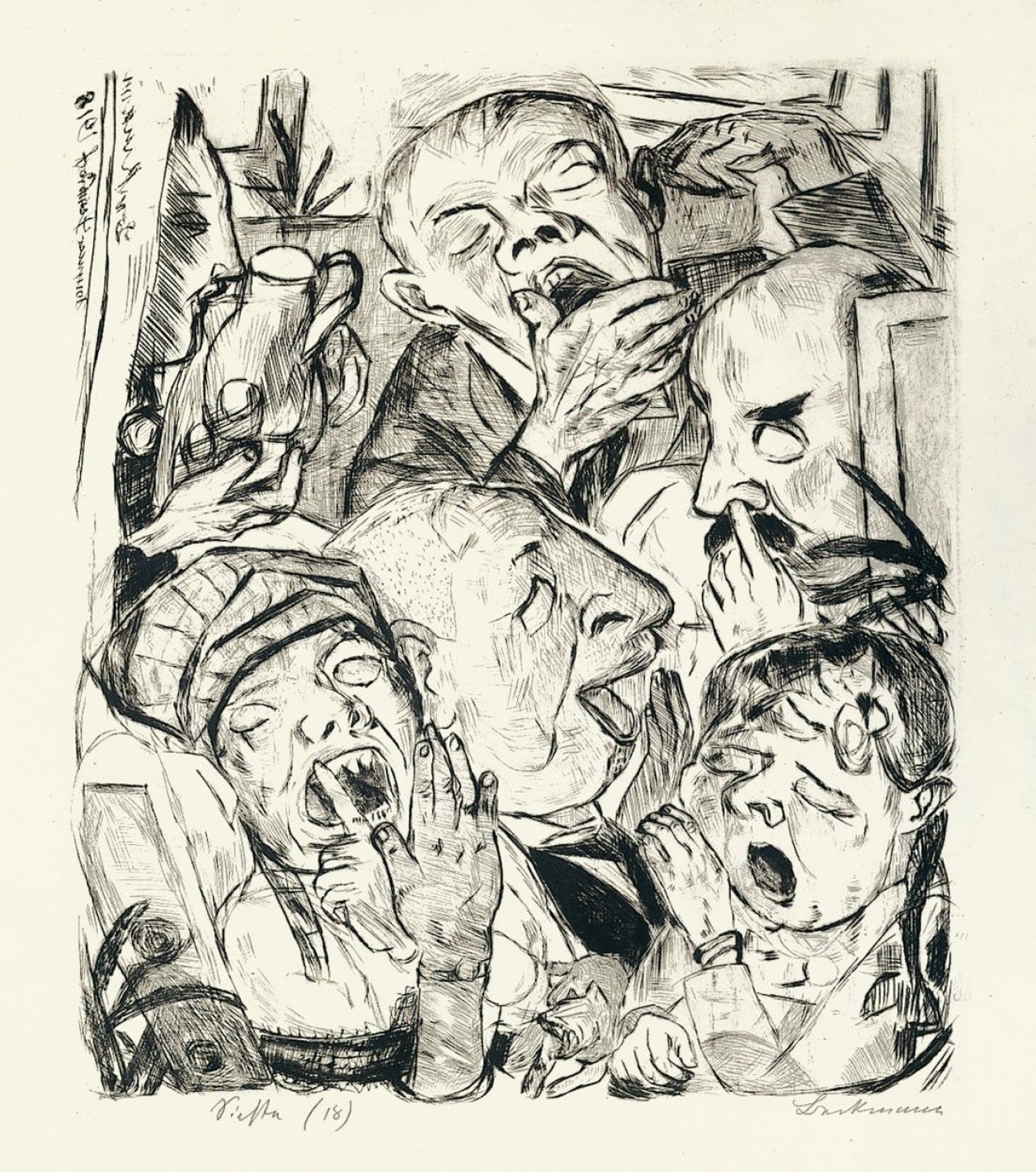 Auf diesem Bild ist das folgende Kunstwerk zu sehen: Max Beckmann. „Die Gähnenden“. 1918.