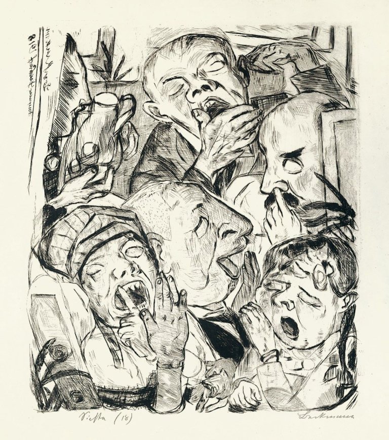 Auf diesem Bild ist das folgende Kunstwerk zu sehen: Max Beckmann. „Die Gähnenden“. 1918.