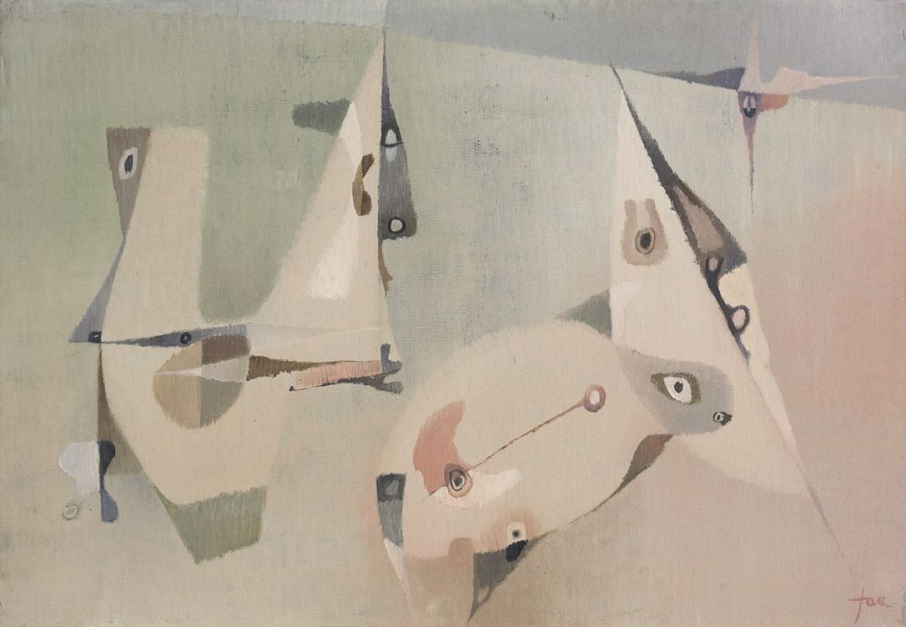 Auf diesem Bild ist das folgende Kunstwerk zu sehen: Hans Jaenisch. Vögel. 1956.