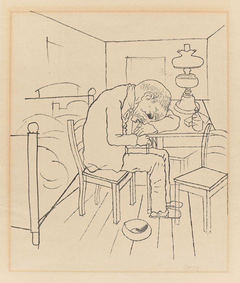 Auf diesem Bild ist das folgende Kunstwerk zu sehen: George Grosz. „Schwimme, wer schwimmen kann, und wer zu plump ist, geh' unter“. 1921.