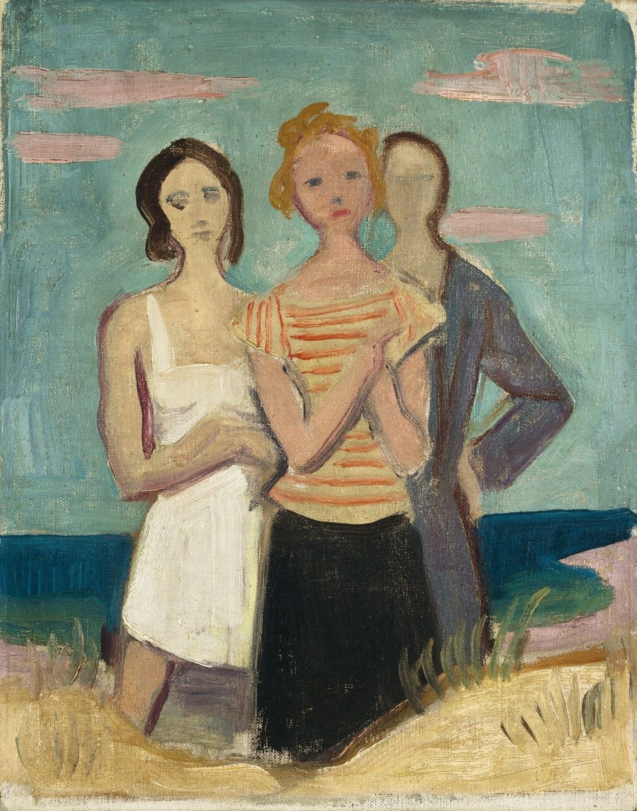 Auf diesem Bild ist das folgende Kunstwerk zu sehen: Karl Hofer. „Drei Frauen in den Dünen“. Um 1940.