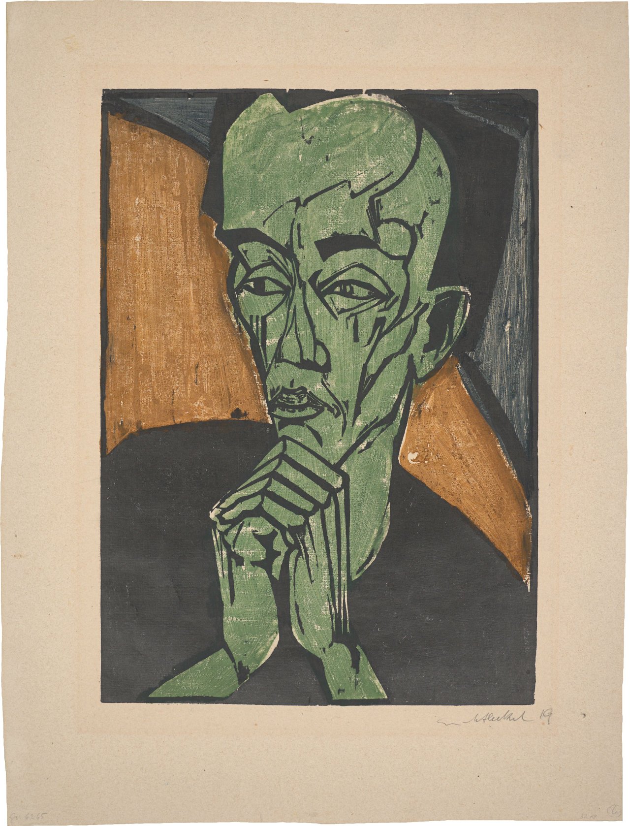 Auf diesem Bild ist das folgende Kunstwerk zu sehen: Erich Heckel. „Männerbildnis“. 1919.