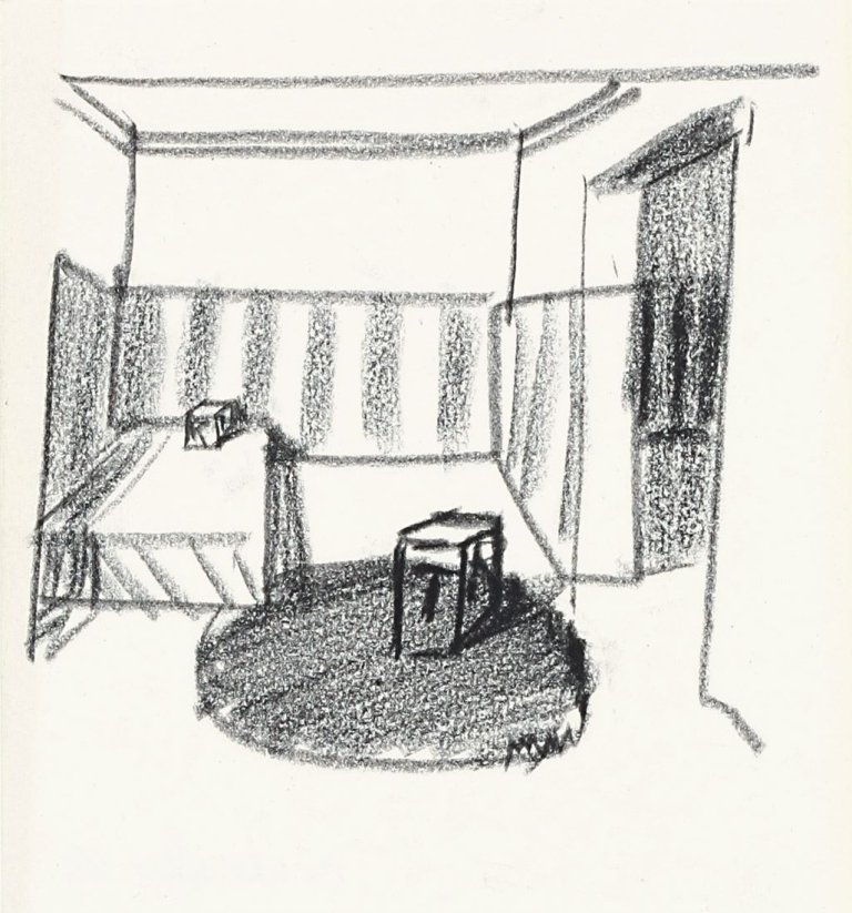 Auf diesem Bild ist das folgende Kunstwerk zu sehen: Matthias Weischer. Ohne Titel (Interieur). 2003.
