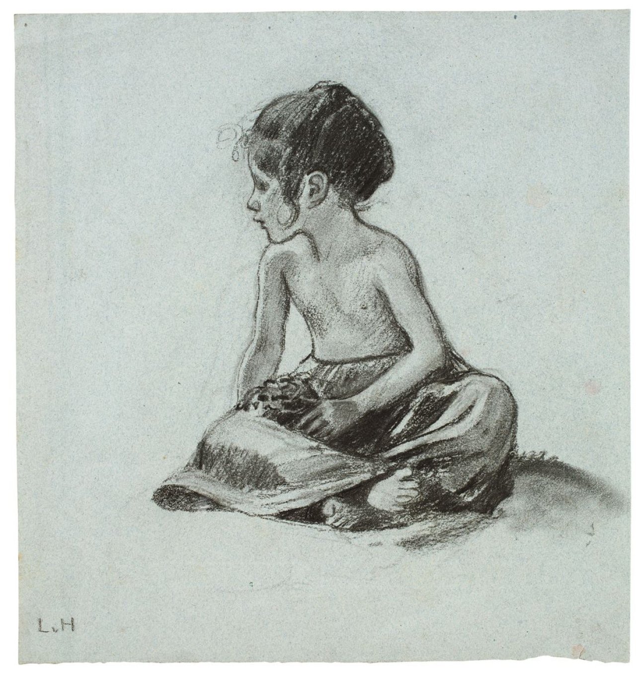 Auf diesem Bild ist das folgende Kunstwerk zu sehen: Ludwig von Hofmann. Sitzendes Kind. Um 1896.