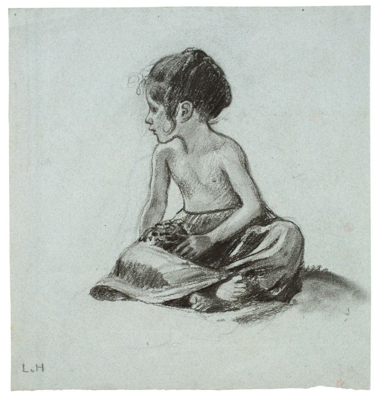 Auf diesem Bild ist das folgende Kunstwerk zu sehen: Ludwig von Hofmann. Sitzendes Kind. Um 1896.