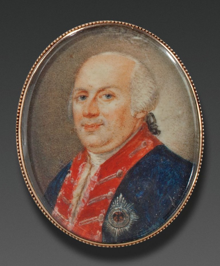 Auf diesem Bild ist das folgende Kunstwerk zu sehen: Henrik Plötz. Miniatur König Friedrich Wilhelm II. von Preußen. Um 1790.