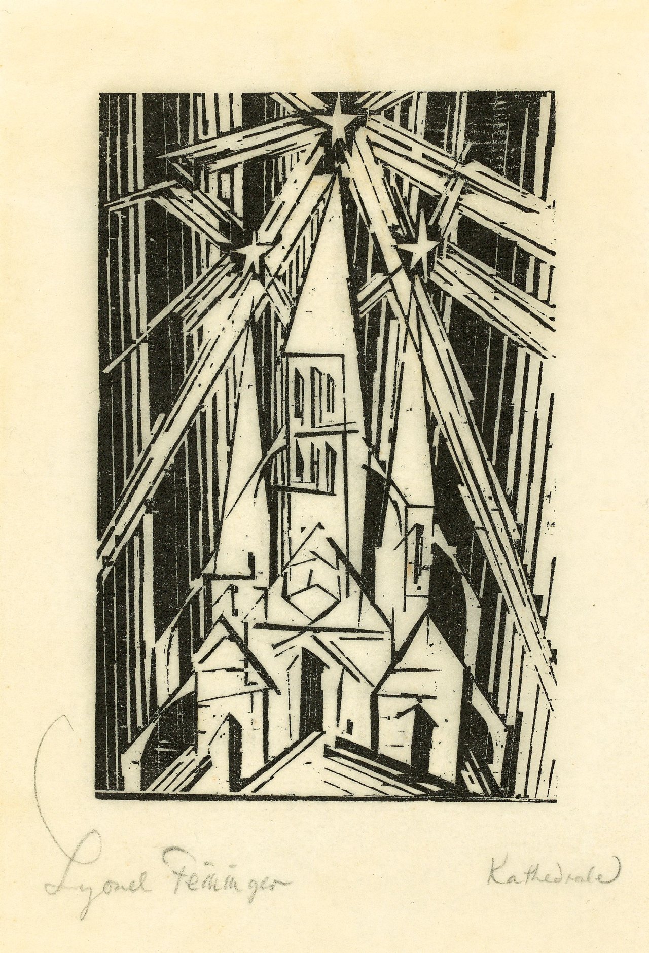 Auf diesem Bild ist das folgende Kunstwerk zu sehen: Lyonel Feininger. „Kathedrale“. 1919.