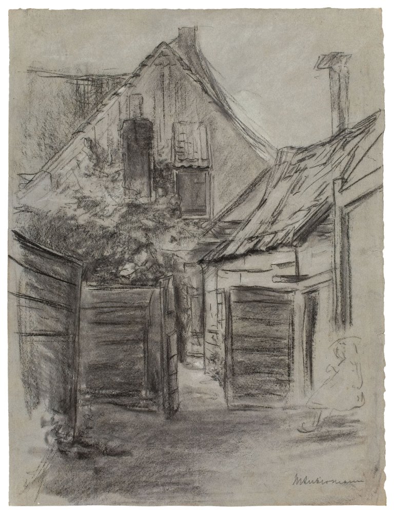 Auf diesem Bild ist das folgende Kunstwerk zu sehen: Max Liebermann. Hof in Katwijk. Um 1890.