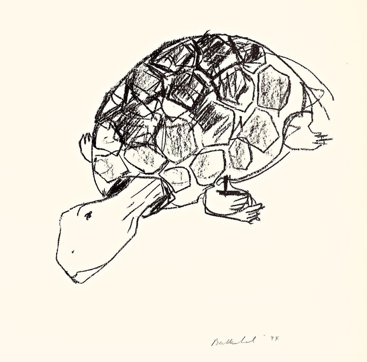 Auf diesem Bild ist das folgende Kunstwerk zu sehen: Stephan Balkenhol. „Schildkröte“. 1994.