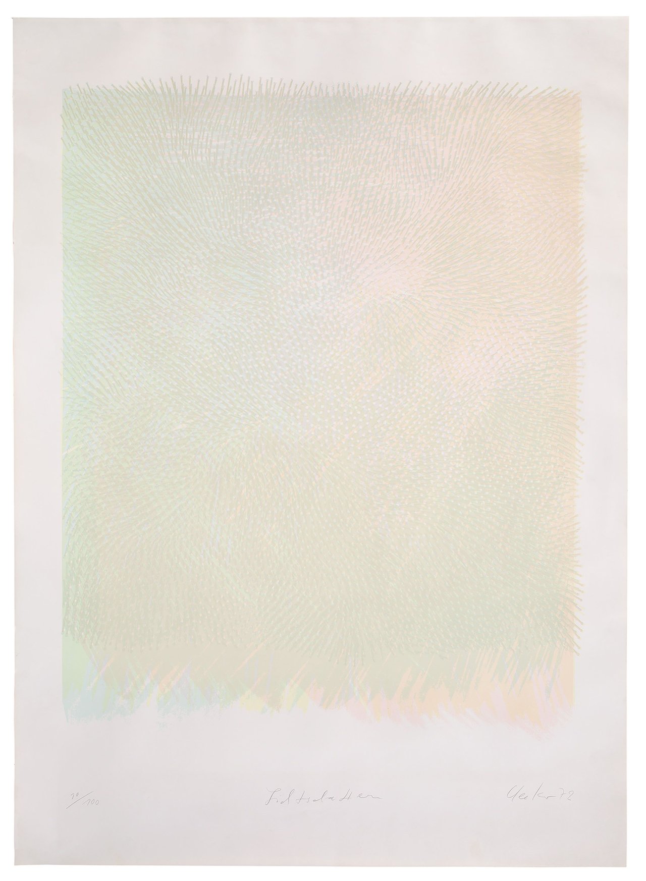 Auf diesem Bild ist das folgende Kunstwerk zu sehen: Günther Uecker. „Lichtschatten“. 1972.