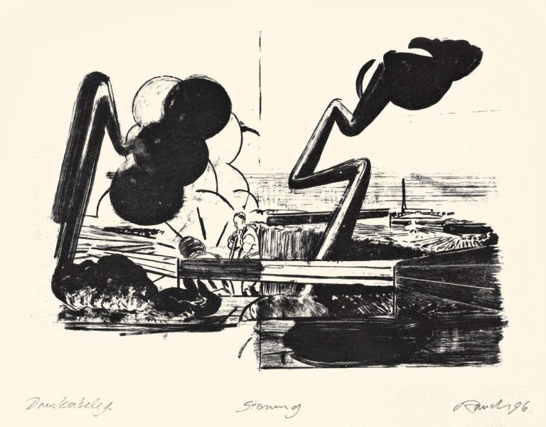 Auf diesem Bild ist das folgende Kunstwerk zu sehen: Neo Rauch. „Störung“. 1996.