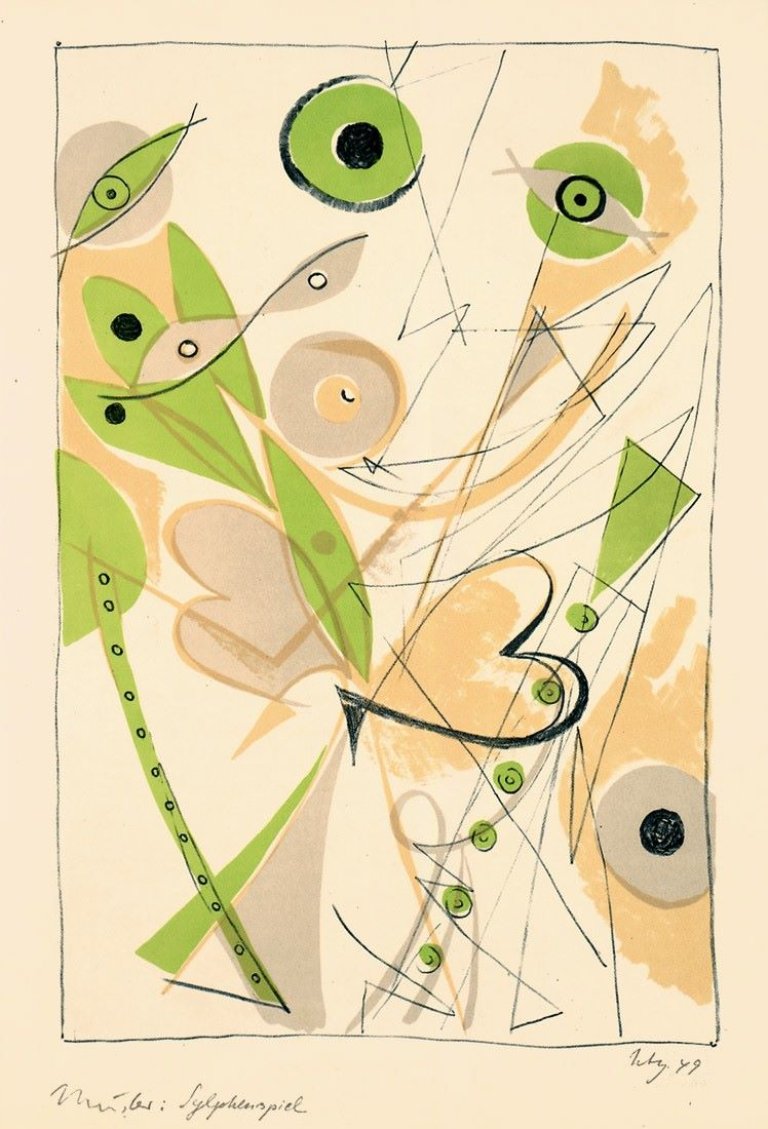 This picture shows the following artwork: Ernst Wilhelm Nay. „Sylphenspiel“. 1949.