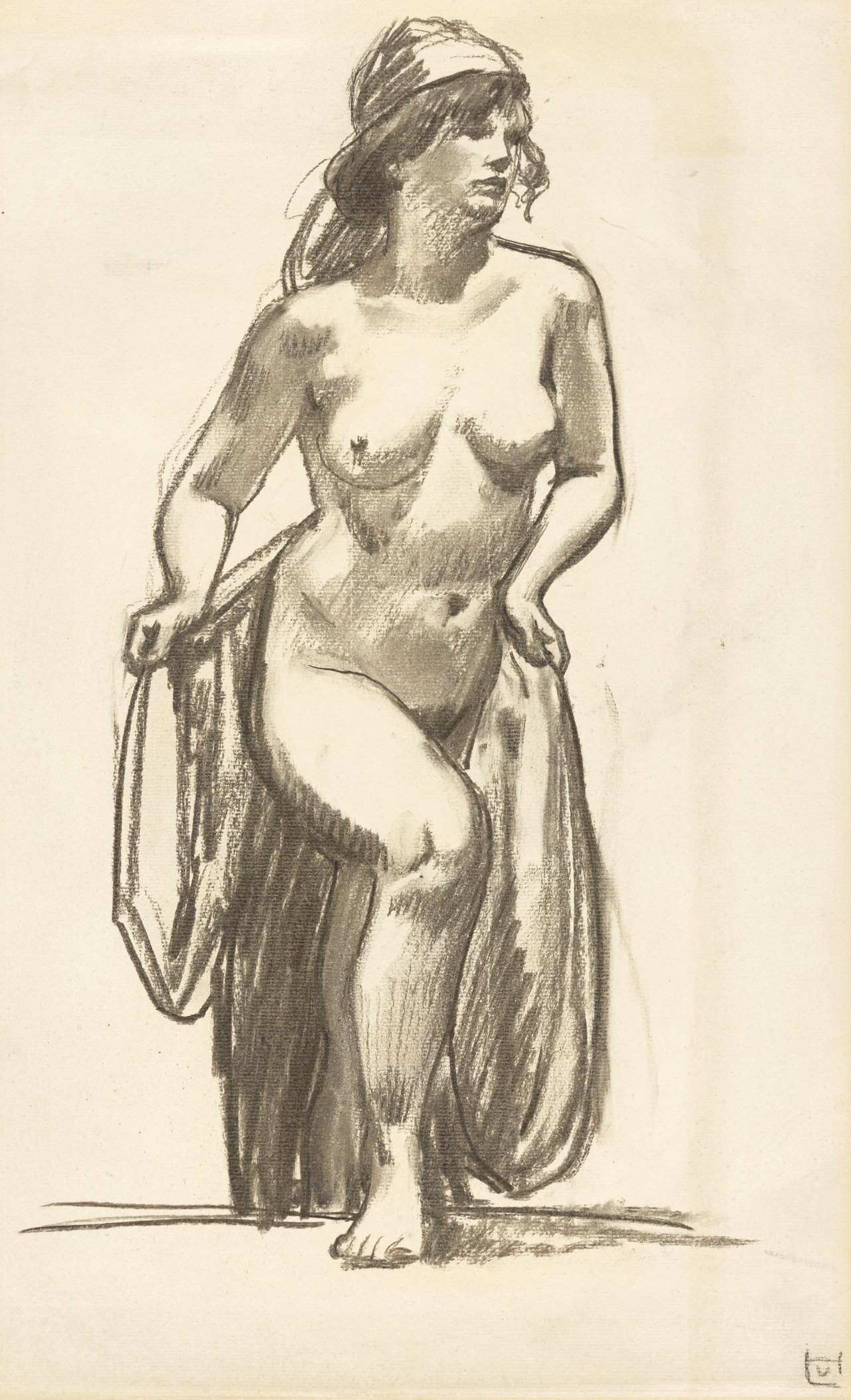 Auf diesem Bild ist das folgende Kunstwerk zu sehen: Ludwig von Hofmann. Emporsteigender Frauenakt.