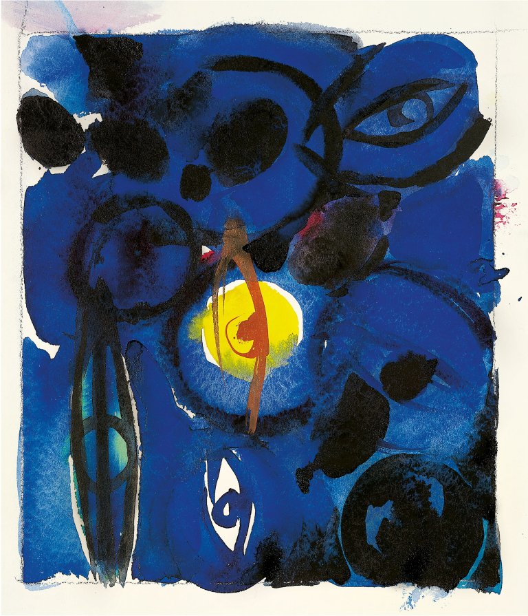 This picture shows the following artwork: Ernst Wilhelm Nay. „Dunkelblau“. 1964.