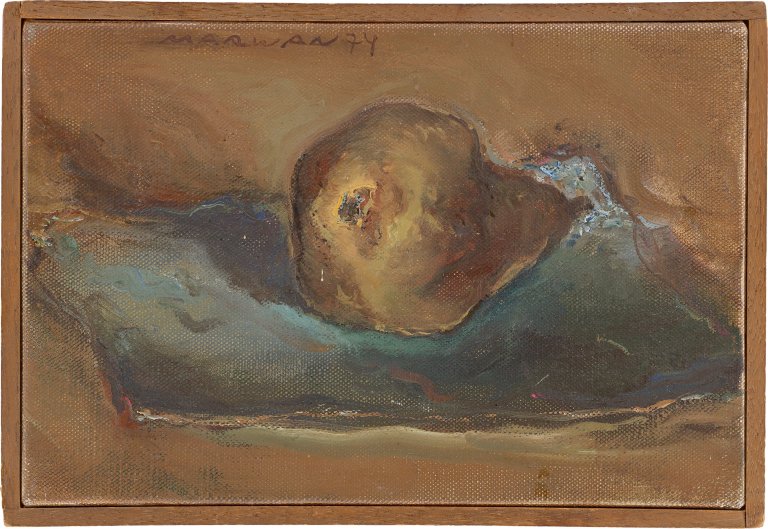 Auf diesem Bild ist das folgende Kunstwerk zu sehen:  Marwan. Stillleben mit Birne. 1974.