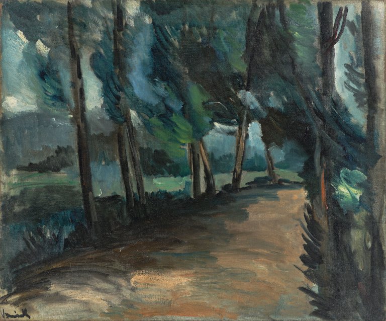 Auf diesem Bild ist das folgende Kunstwerk zu sehen: Maurice de Vlaminck. „Sous les arbres“. 1910-12.