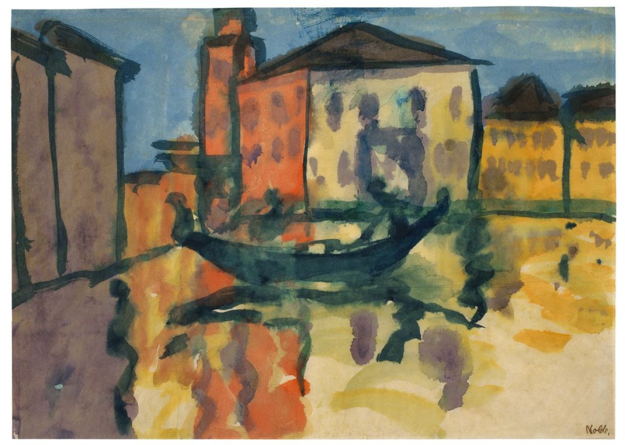 This picture shows the following artwork: Emil Nolde. „Venedig (Gondel vor Häusern)“. 1924.